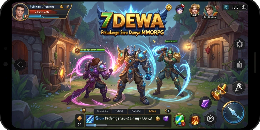 Screenshot utama 7DEWA menampilkan aksi seru dalam dunia MMORPG.