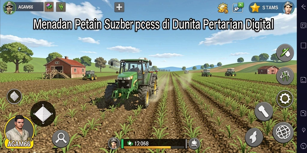 Screenshot gameplay AGAM66 menampilkan ladang yang subur dengan berbagai tanaman.