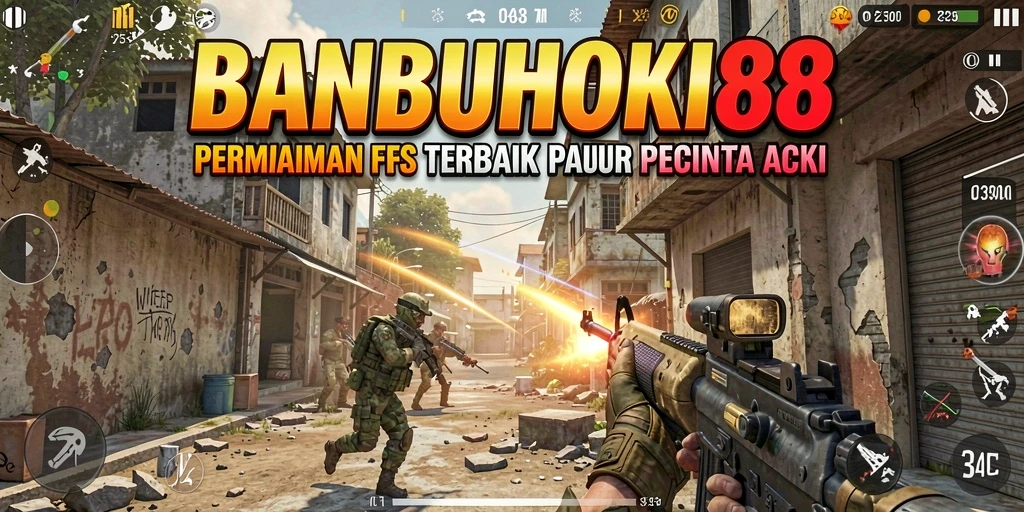 Screenshot gameplay BANBUHOKI88 menampilkan pertempuran seru FPS.