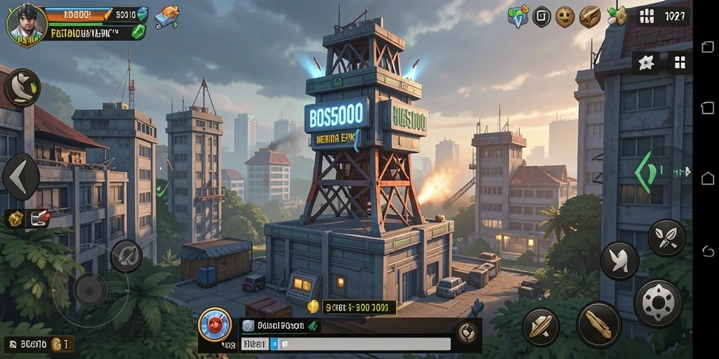 Tampilan gameplay yang menegangkan dalam BOS5000.