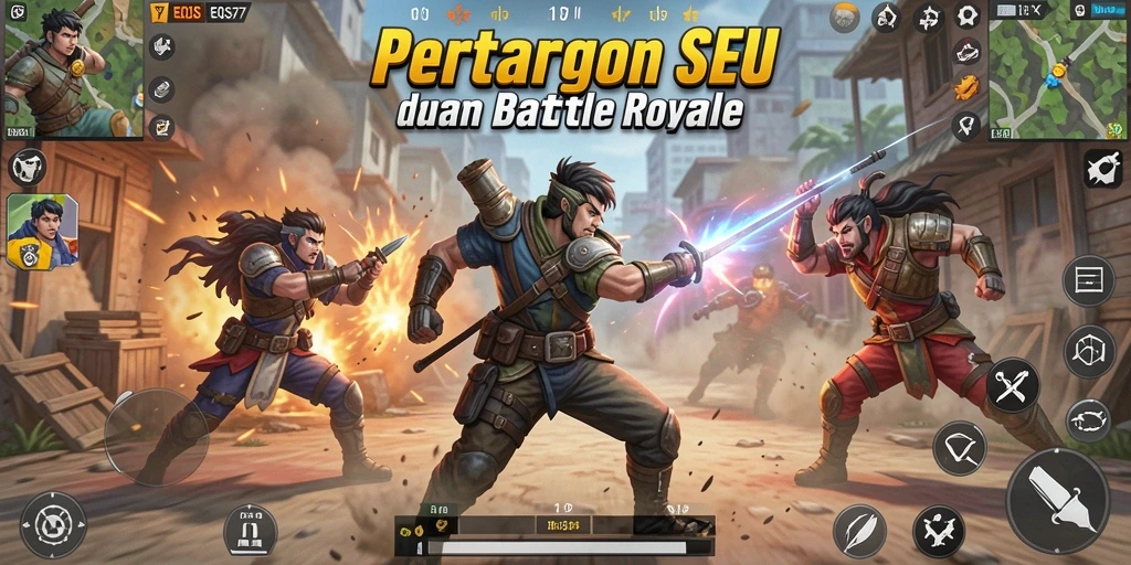 Screenshot gameplay EOS77 yang menampilkan pertarungan seru dan strategi pemain.