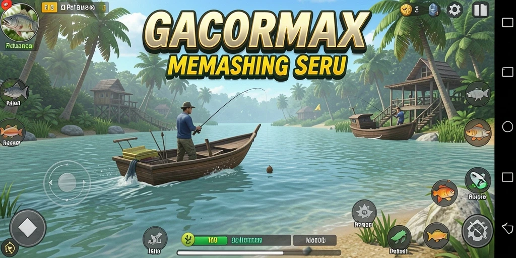 Tampilan gameplay GACORMAX menampilkan aksi memancing yang seru dan penuh tantangan.