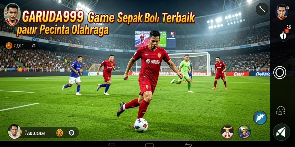 Tampilan gameplay menegangkan dengan aksi sepak bola yang seru.