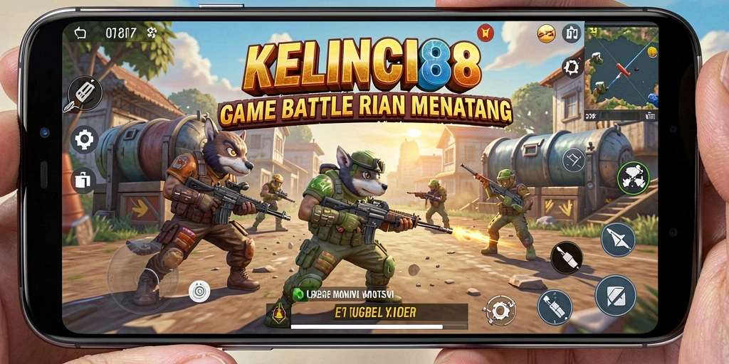 Tangkapan layar utama KELINCI88 menampilkan aksi seru Battle Royale.