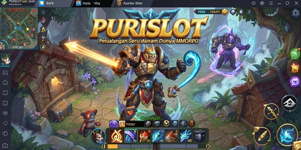 Tangkapan layar utama PURISLOT menampilkan gameplay yang mendebarkan dan interaksi antar pemain.