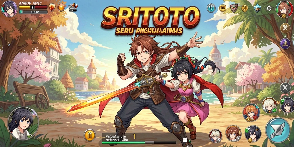 Tampilan gameplay <strong>SRITOTO</strong> yang menampilkan karakter anime dalam aksi.