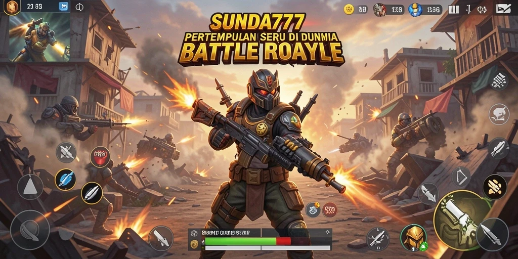 Screenshot SUNDA777 menunjukkan aksi pertempuran seru dalam game Battle Royale.