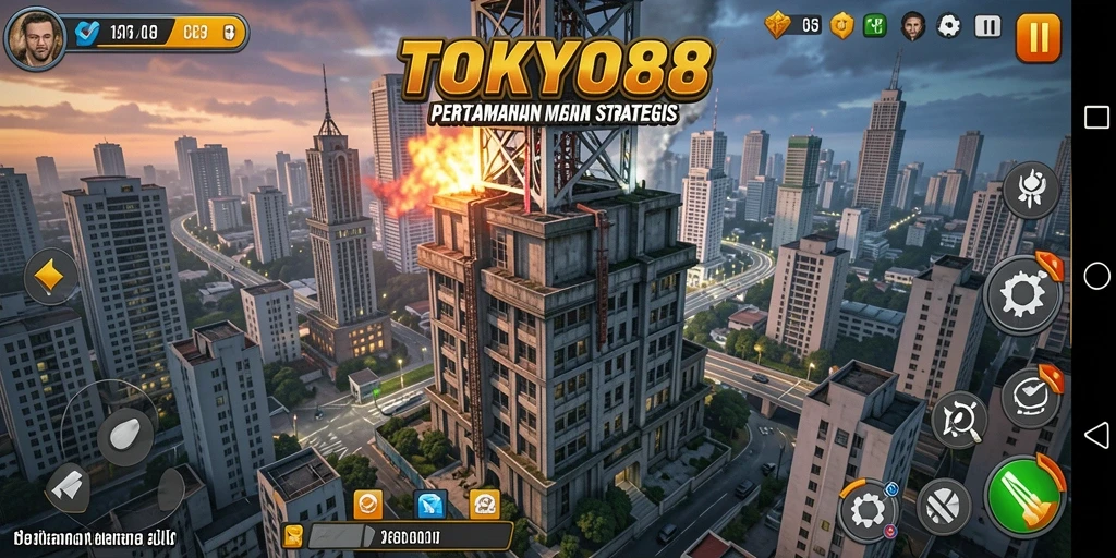 Tangkapan layar gameplay menegangkan dari TOKYO88 Tower Defense.