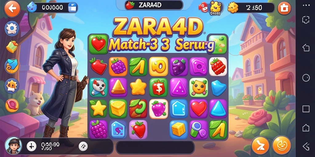 Tampilan gameplay ZARA4D dengan berbagai objek match-3 yang menantang.